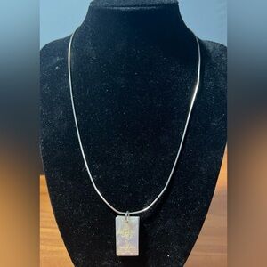 Mother Of Pearl .925 Sterling Silver Necklace Chinese&English Mother Daughter